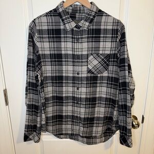 VTG Womens Pendleton THIN Flannel 100% COTTON‎ Shirt Medium Gray Plaid Long Slv